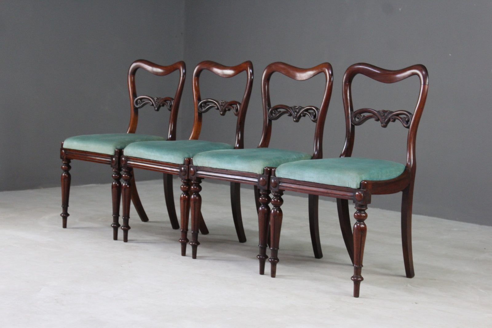 Set 4 Antique Rosewood Dining Chairs - Kernow Furniture