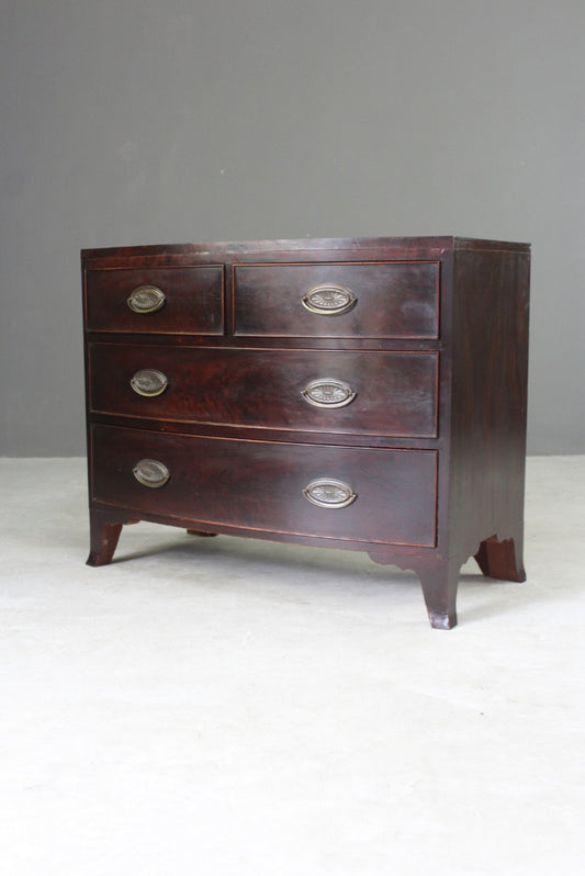 Antique Small Mahogany Bow Front Chest of Drawers - Kernow Furniture