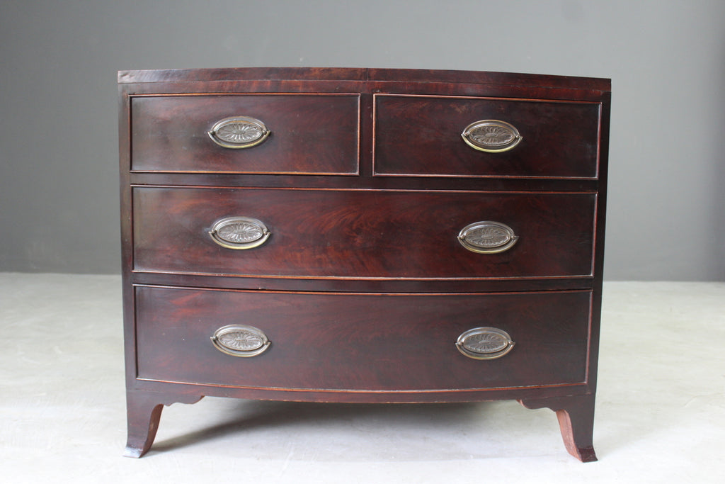 Antique Small Mahogany Bow Front Chest of Drawers - Kernow Furniture