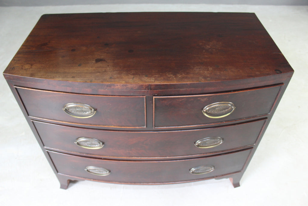 Antique Small Mahogany Bow Front Chest of Drawers - Kernow Furniture