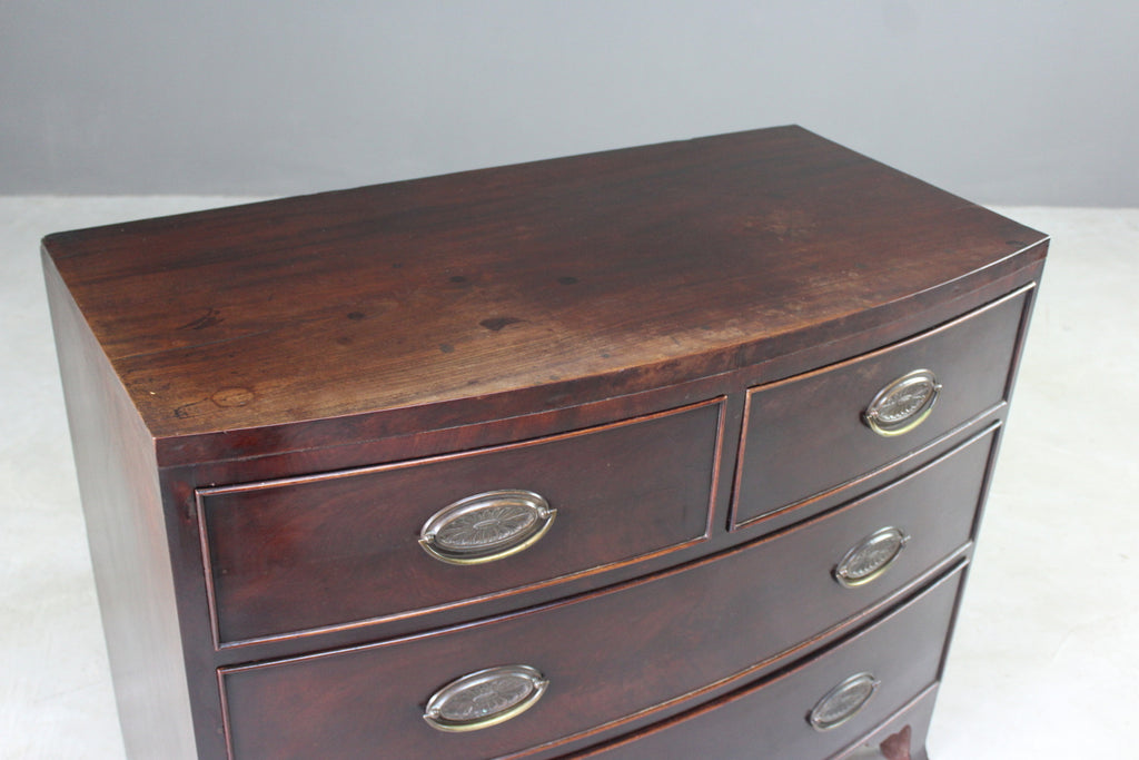 Antique Small Mahogany Bow Front Chest of Drawers - Kernow Furniture