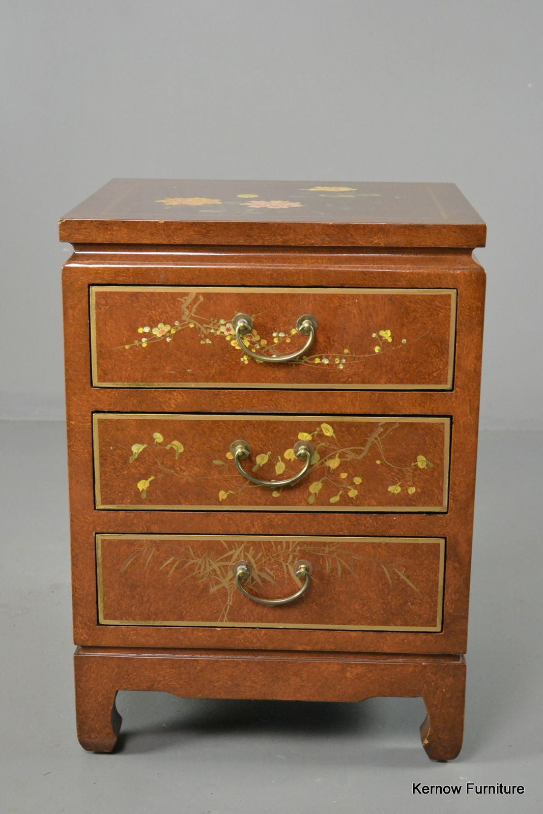 Oriental Lacquered Bedside Cabinet - Kernow Furniture