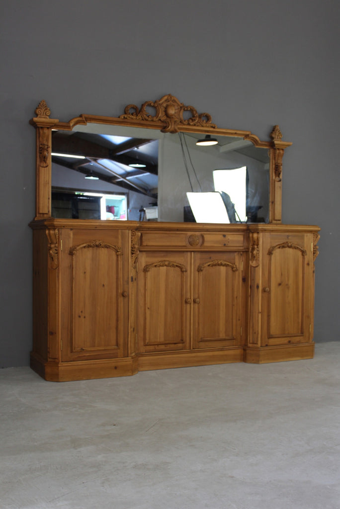 Large Pine Mirror Back Sideboard - Kernow Furniture