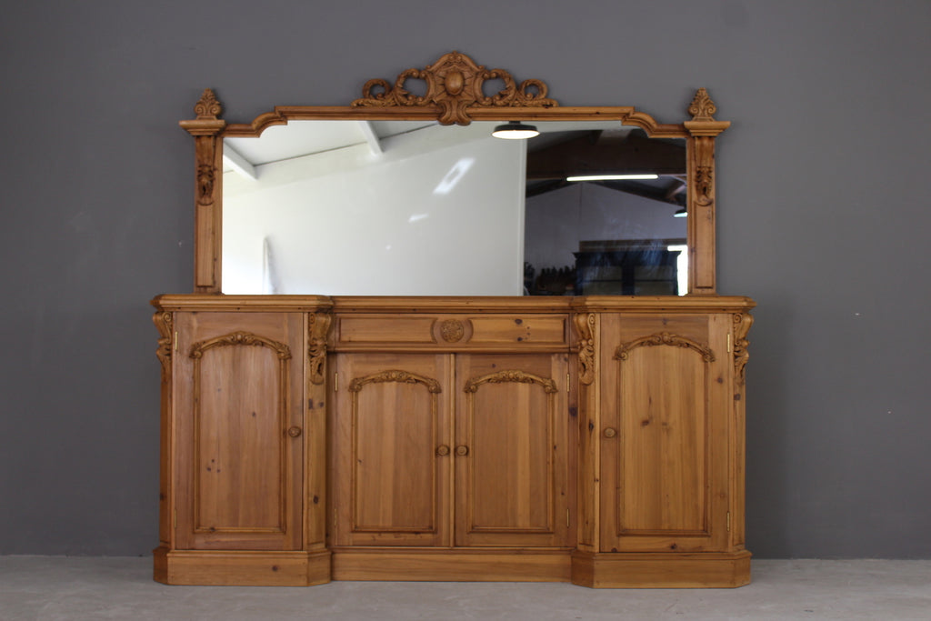 Large Pine Mirror Back Sideboard - Kernow Furniture