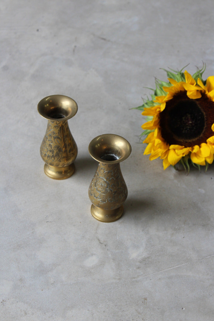 Pair Small Brass Eastern Vase - Kernow Furniture