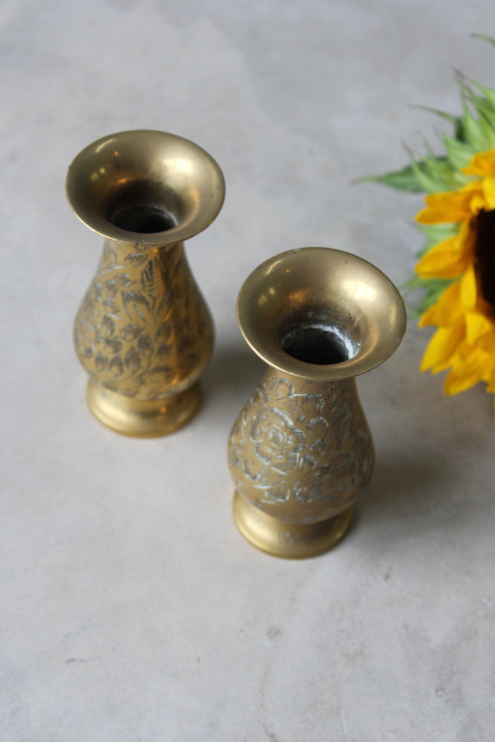 Pair Small Brass Eastern Vase - Kernow Furniture