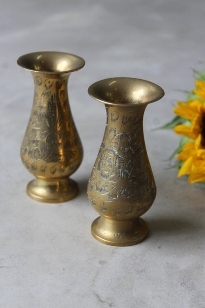 Pair Small Brass Eastern Vase - Kernow Furniture