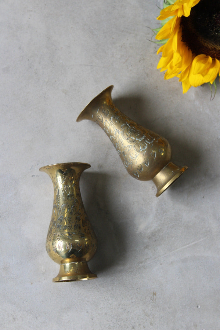 Pair Small Brass Eastern Vase - Kernow Furniture