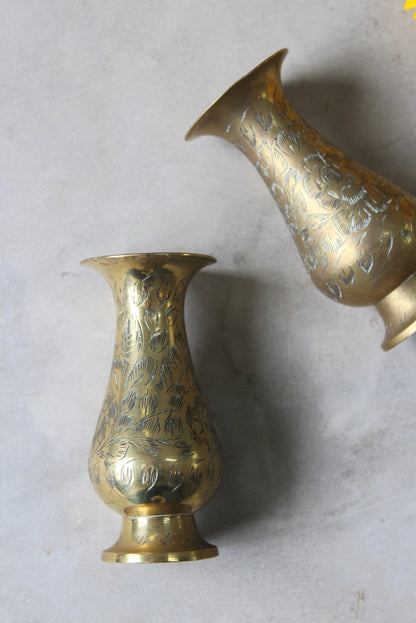 Pair Small Brass Eastern Vase - Kernow Furniture