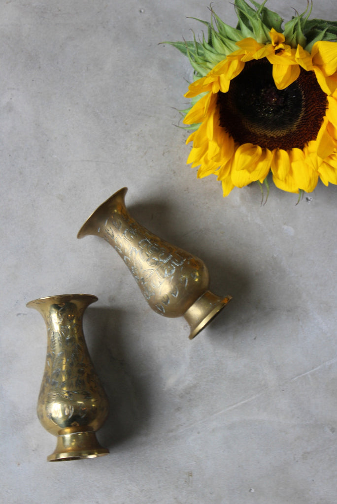 Pair Small Brass Eastern Vase - Kernow Furniture