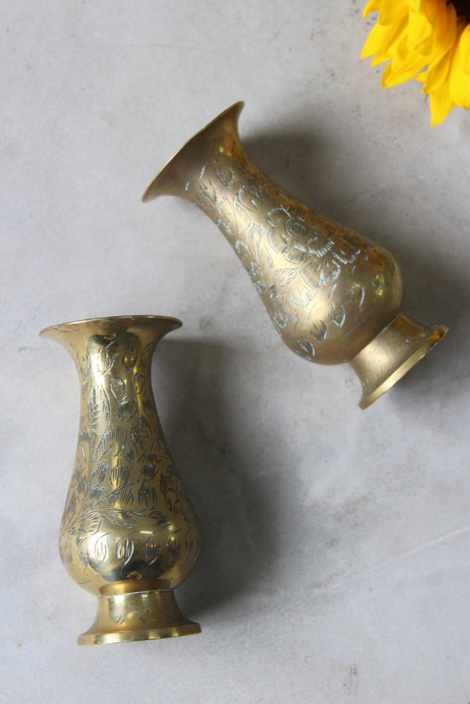 Pair Small Brass Eastern Vase - Kernow Furniture