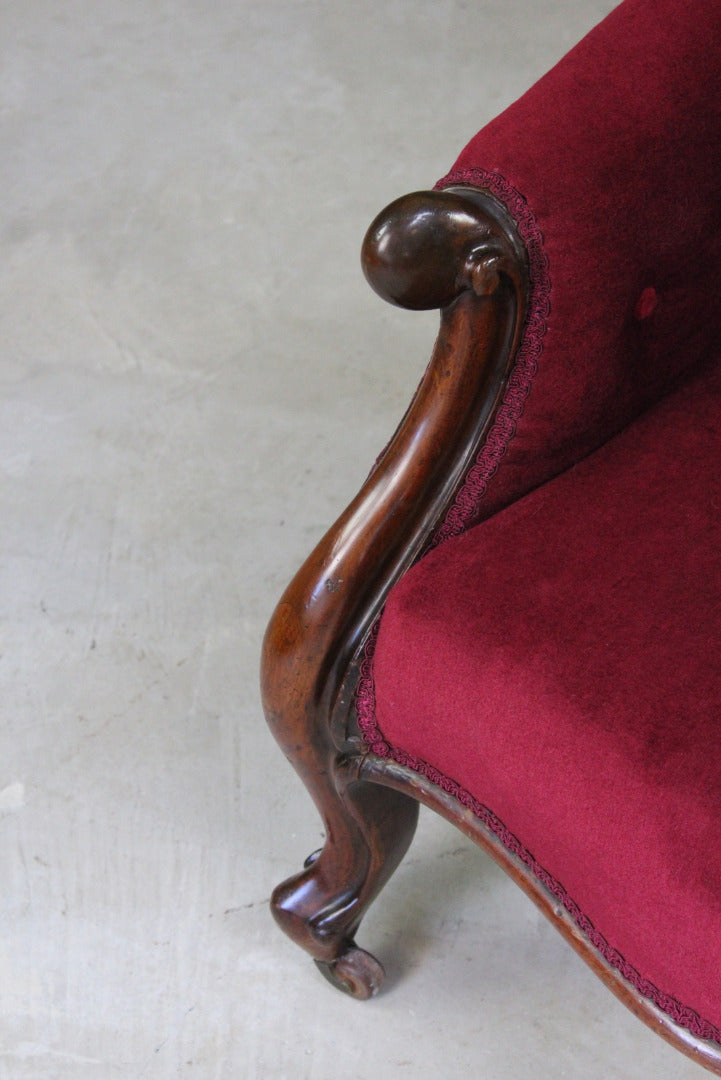 Victorian Red Upholstered Armchair - Kernow Furniture