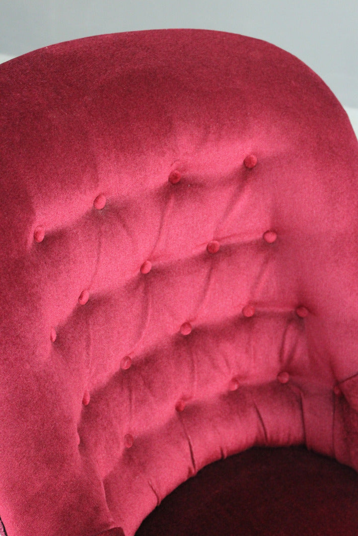 Victorian Red Upholstered Armchair - Kernow Furniture