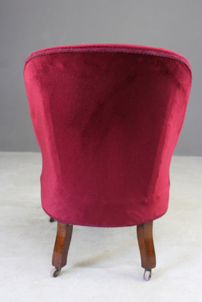 Victorian Red Upholstered Armchair - Kernow Furniture