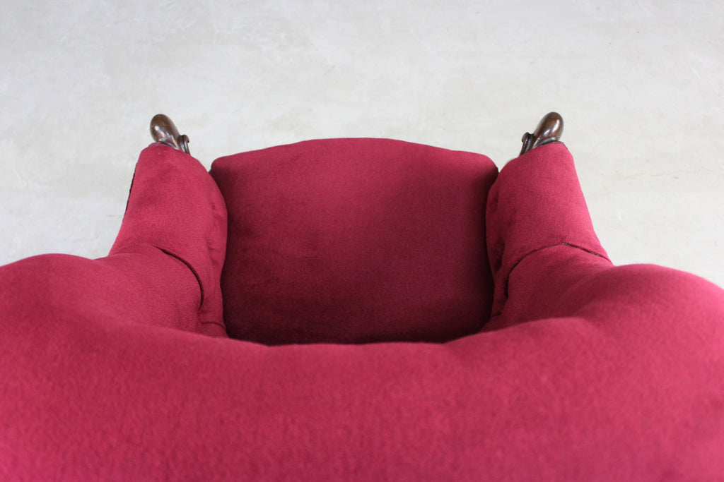 Victorian Red Upholstered Armchair - Kernow Furniture