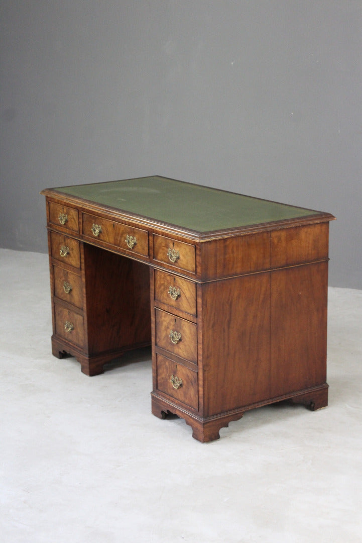 Antique Style Twin Pedestal Mahogany Desk - Kernow Furniture