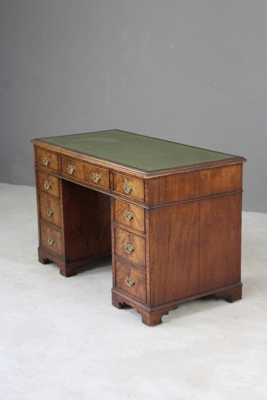 Antique Style Twin Pedestal Mahogany Desk - Kernow Furniture