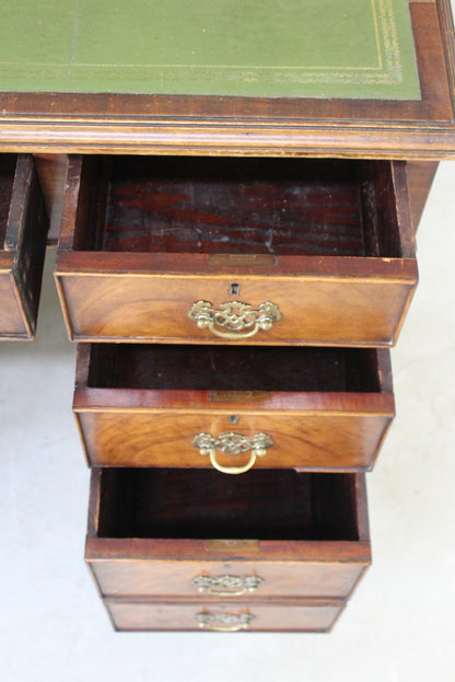Antique Style Twin Pedestal Mahogany Desk - Kernow Furniture