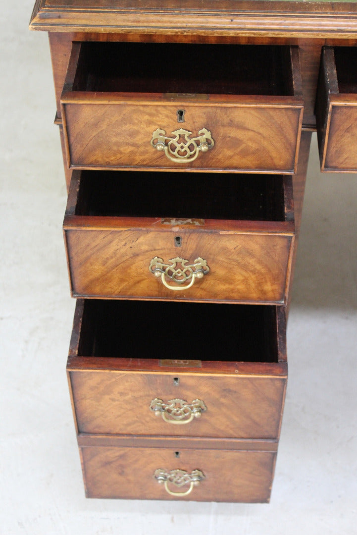 Antique Style Twin Pedestal Mahogany Desk - Kernow Furniture