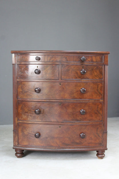 Victorian Bow Front Chest of Drawers - Kernow Furniture