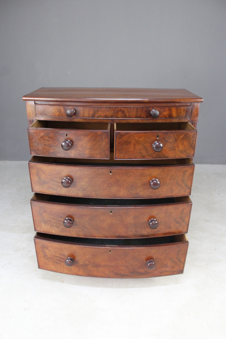 Victorian Bow Front Chest of Drawers - Kernow Furniture