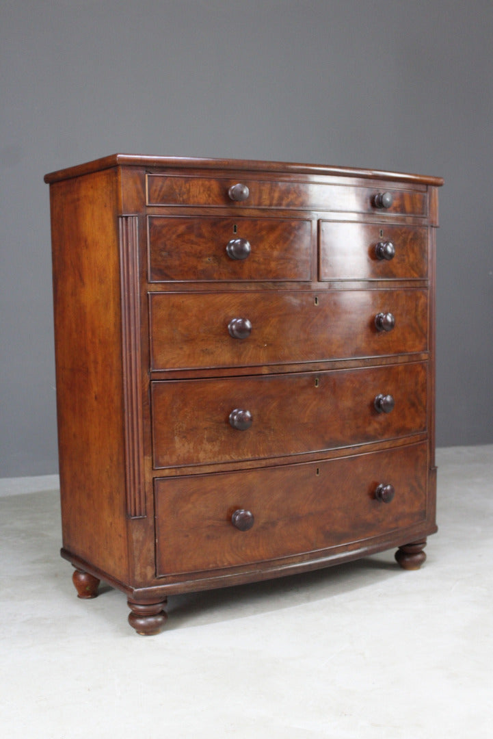 Victorian Bow Front Chest of Drawers - Kernow Furniture