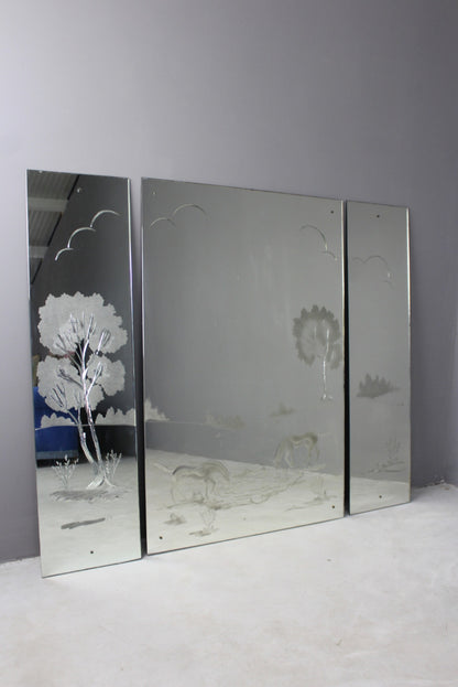 Large Etched Wall Mirror - Kernow Furniture