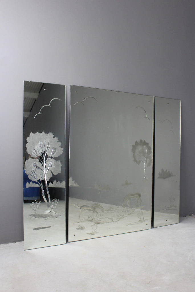 Large Etched Wall Mirror - Kernow Furniture