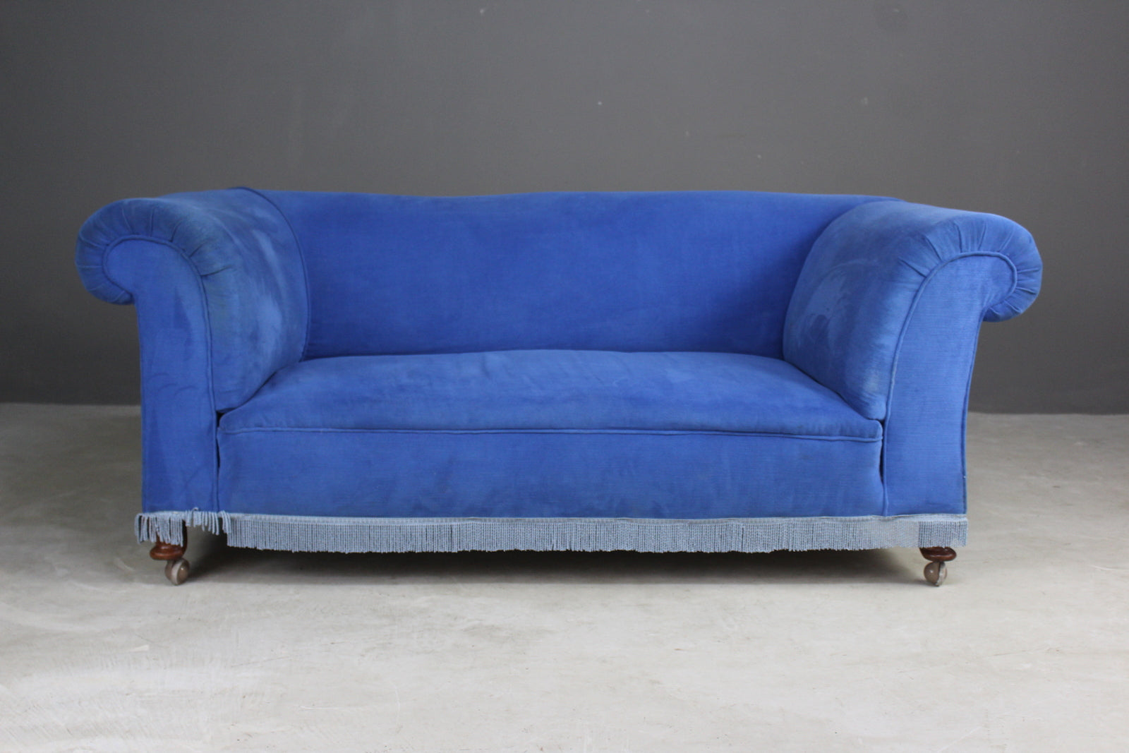 Antique Blue Upholstered Sofa - Kernow Furniture