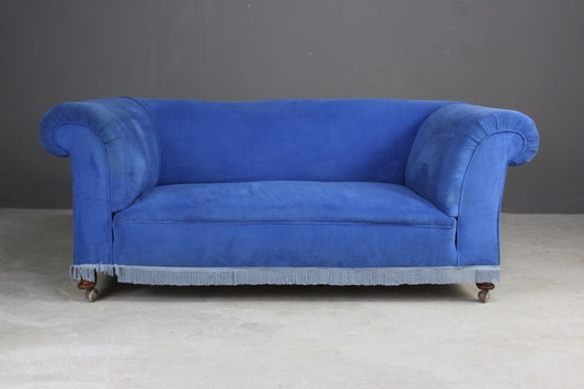Antique Blue Upholstered Sofa - Kernow Furniture