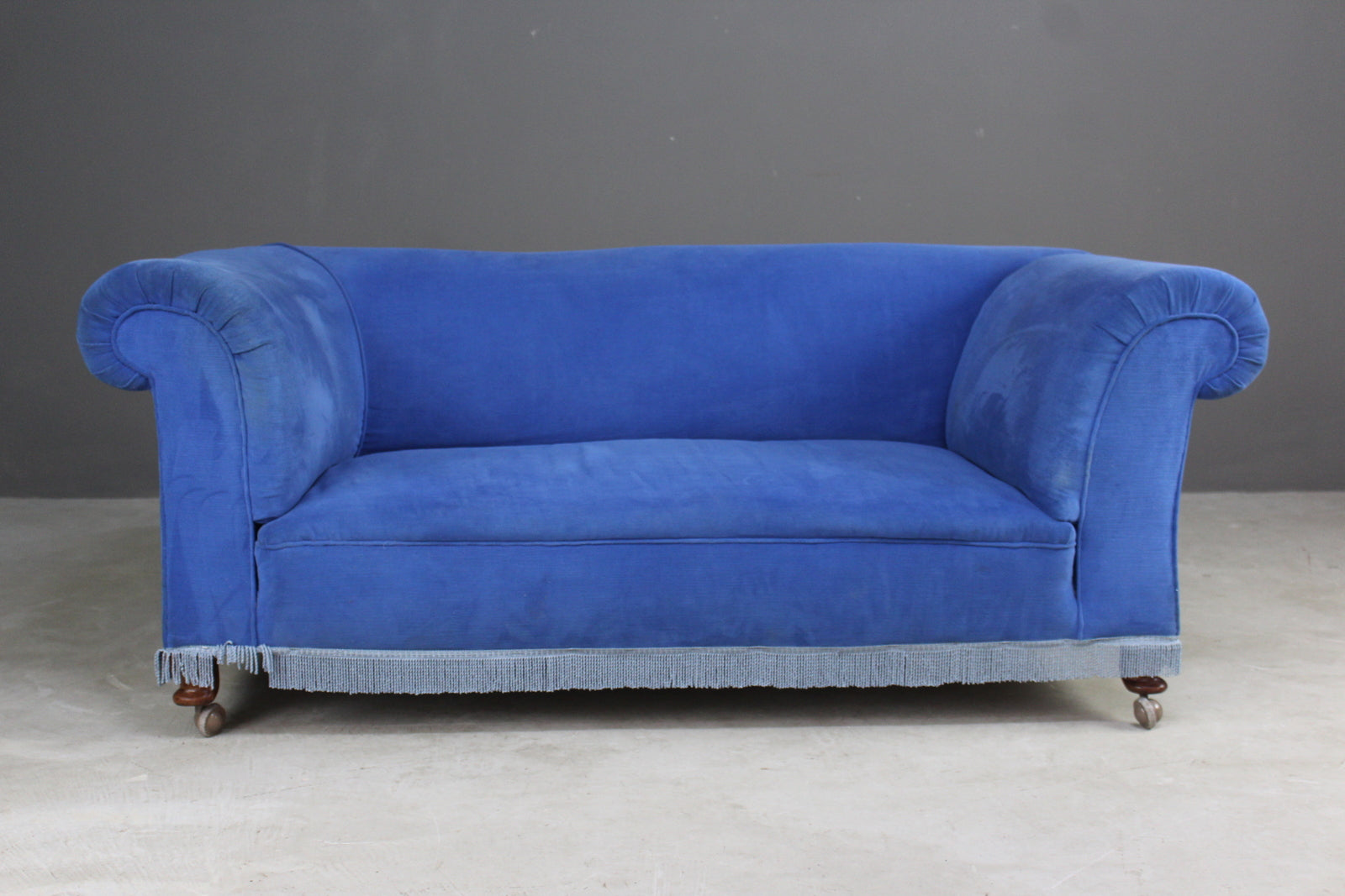 Antique Blue Upholstered Sofa - Kernow Furniture