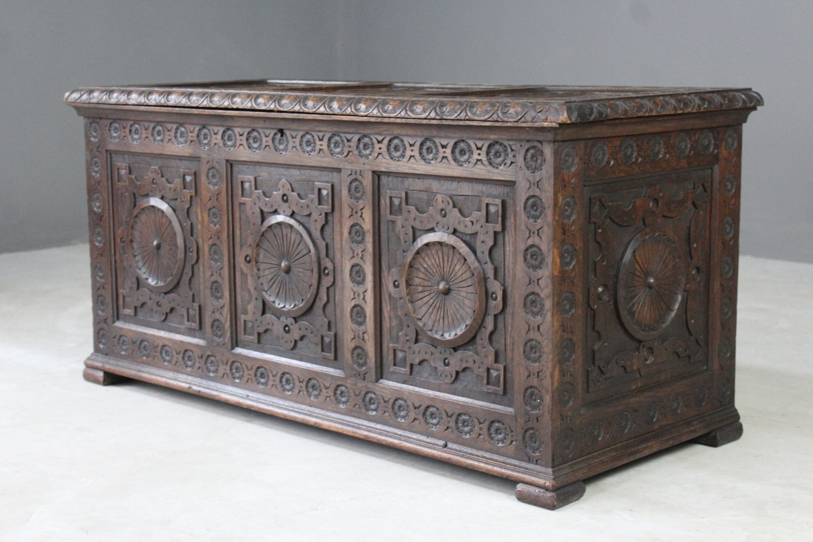 Antique Carved Coffer - Kernow Furniture