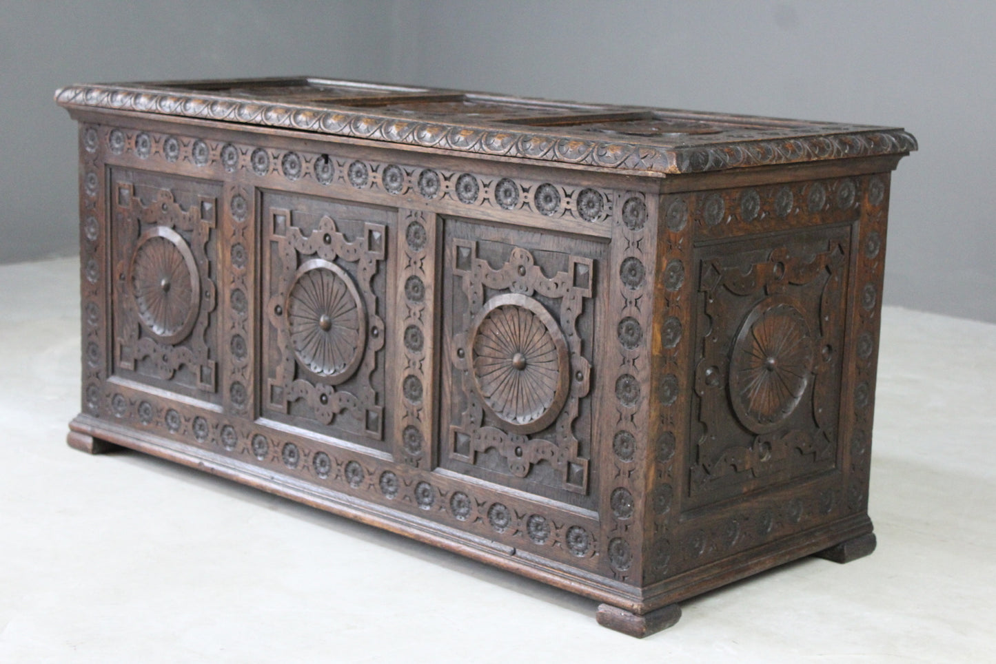 Antique Carved Coffer - Kernow Furniture