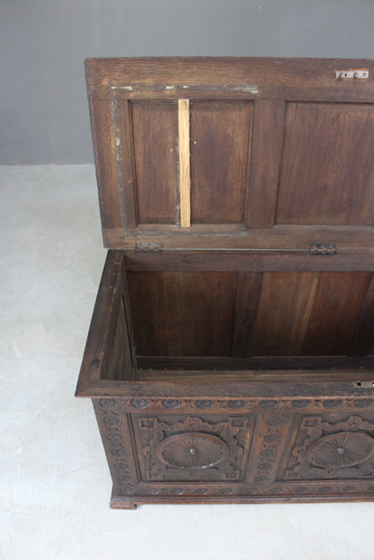 Antique Carved Coffer - Kernow Furniture