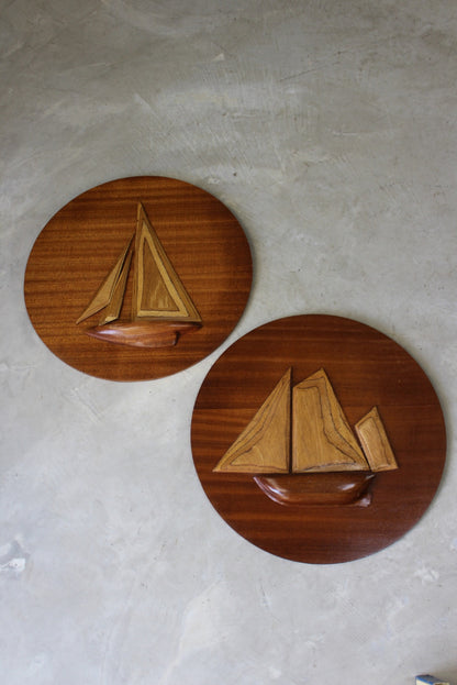 Pair Retro Nautical Wall Plaques - Kernow Furniture