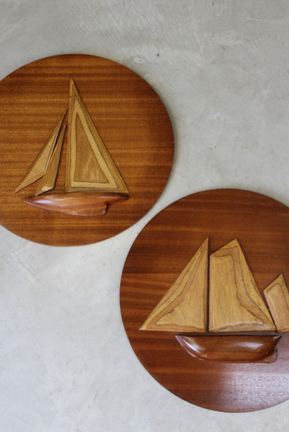 Pair Retro Nautical Wall Plaques - Kernow Furniture