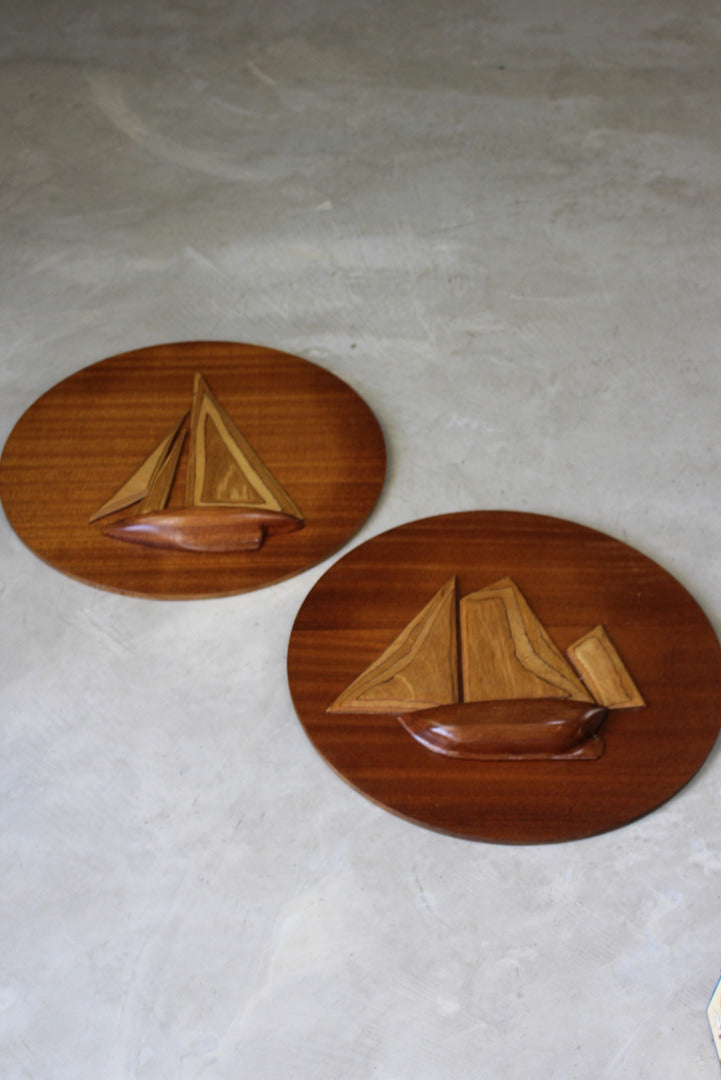 Pair Retro Nautical Wall Plaques - Kernow Furniture