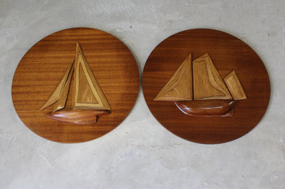 Pair Retro Nautical Wall Plaques - Kernow Furniture