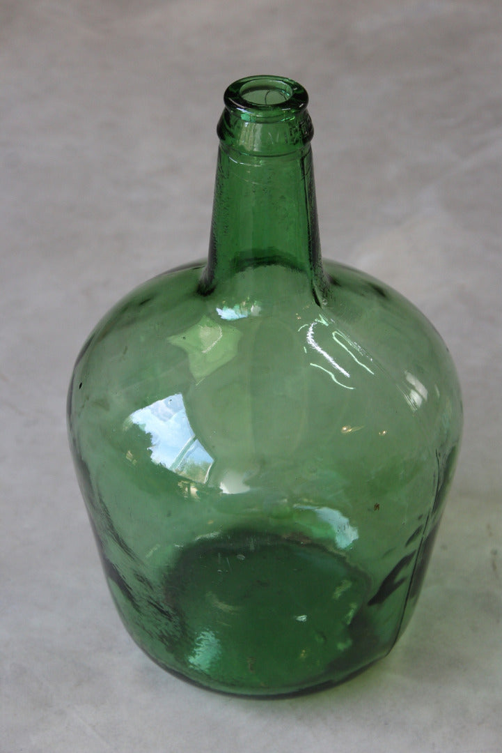 Vintage Green Glass Bottle - Kernow Furniture