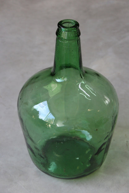 Vintage Green Glass Bottle - Kernow Furniture