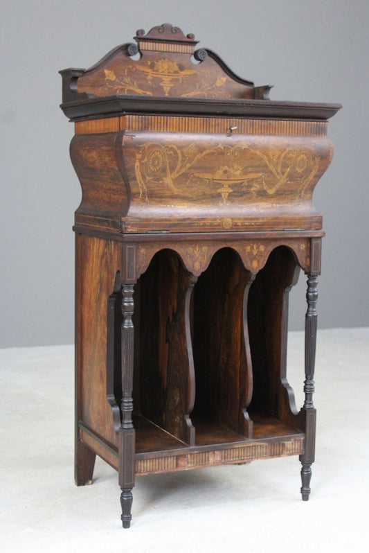 Edwardian Inlaid Rosewood Music Cabinet - Kernow Furniture