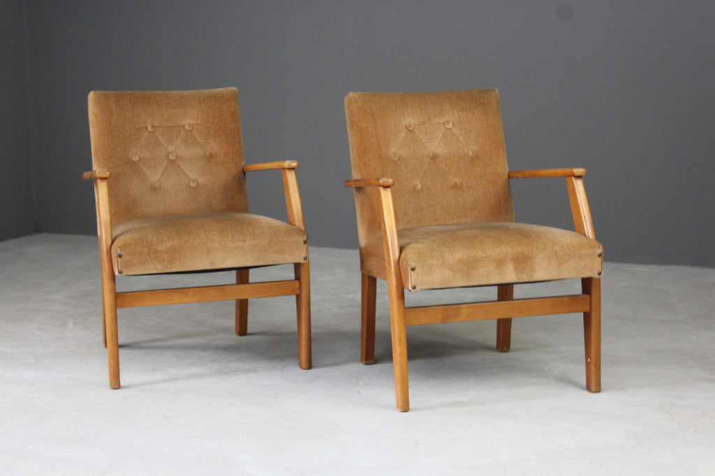 Pair Vintage Easy Chairs - Kernow Furniture