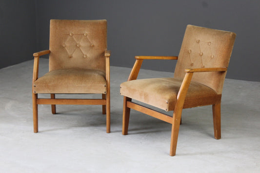 Pair Vintage Easy Chairs - Kernow Furniture