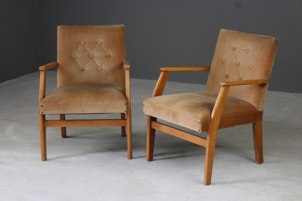 Pair Vintage Easy Chairs - Kernow Furniture