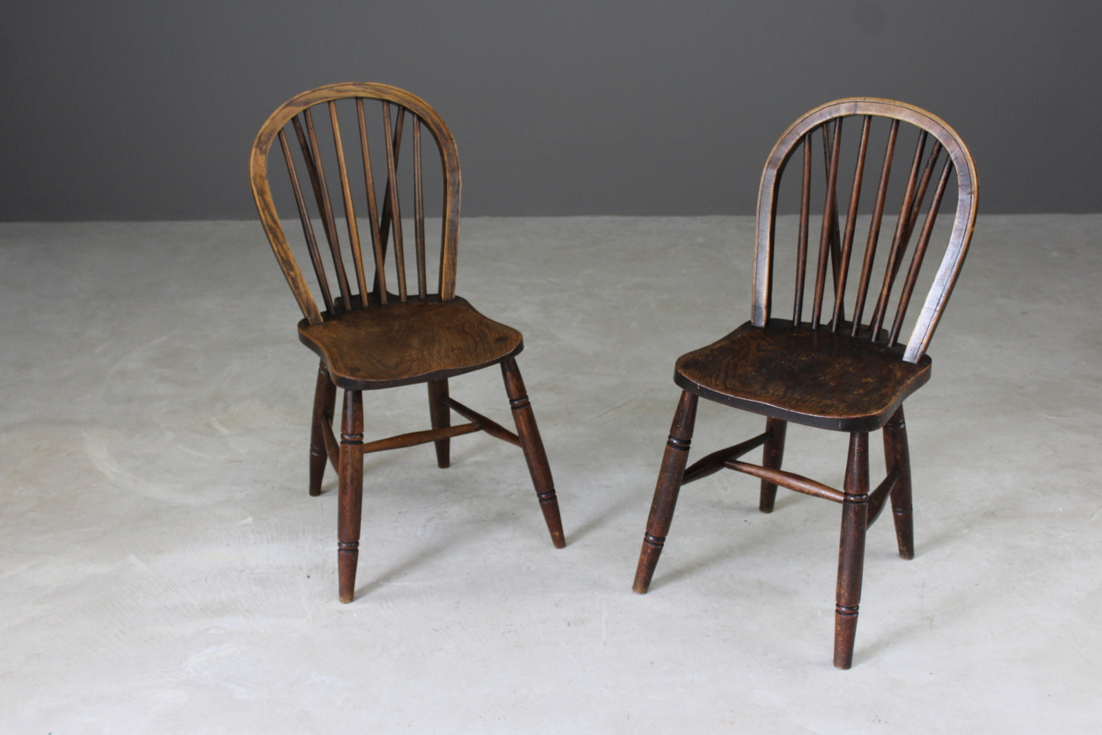 Pair Elm Hoop & Stick Back Kitchen Chairs - Kernow Furniture