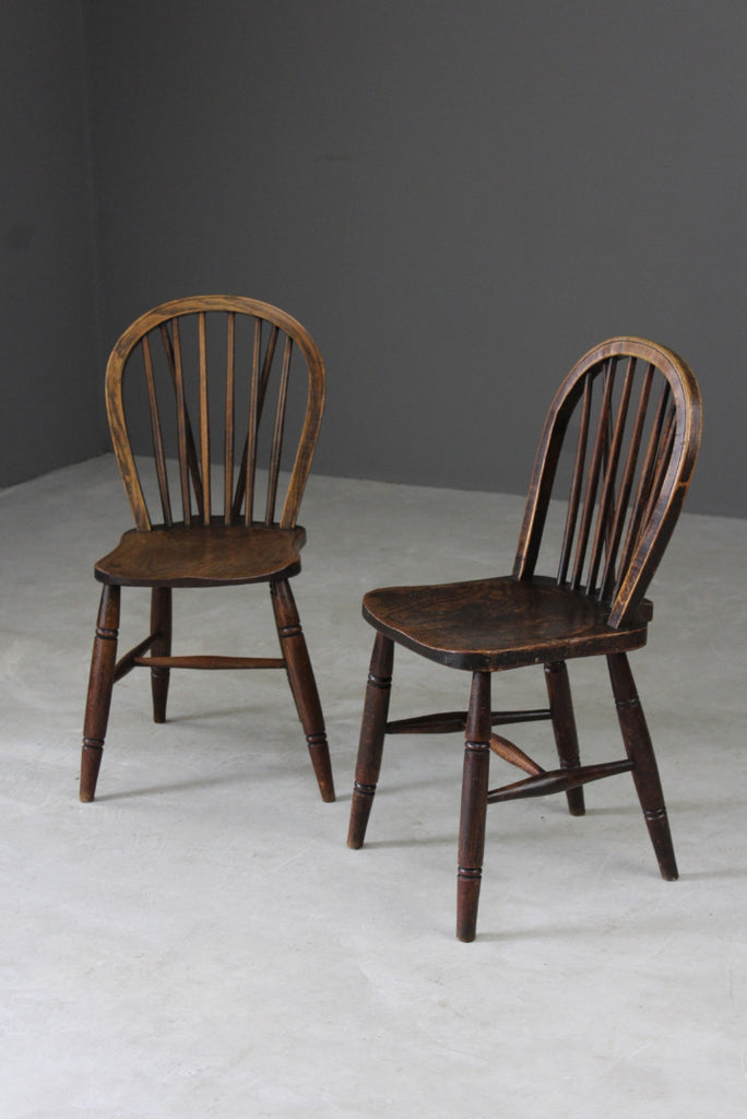 Pair Elm Hoop & Stick Back Kitchen Chairs - Kernow Furniture