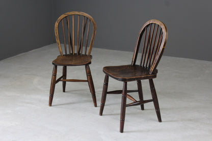 Pair Elm Hoop & Stick Back Kitchen Chairs - Kernow Furniture