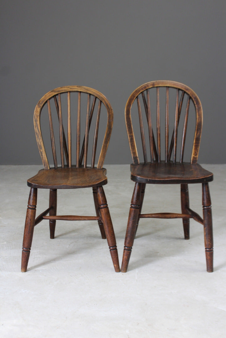 Pair Elm Hoop & Stick Back Kitchen Chairs - Kernow Furniture