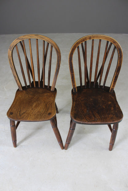 Pair Elm Hoop & Stick Back Kitchen Chairs - Kernow Furniture