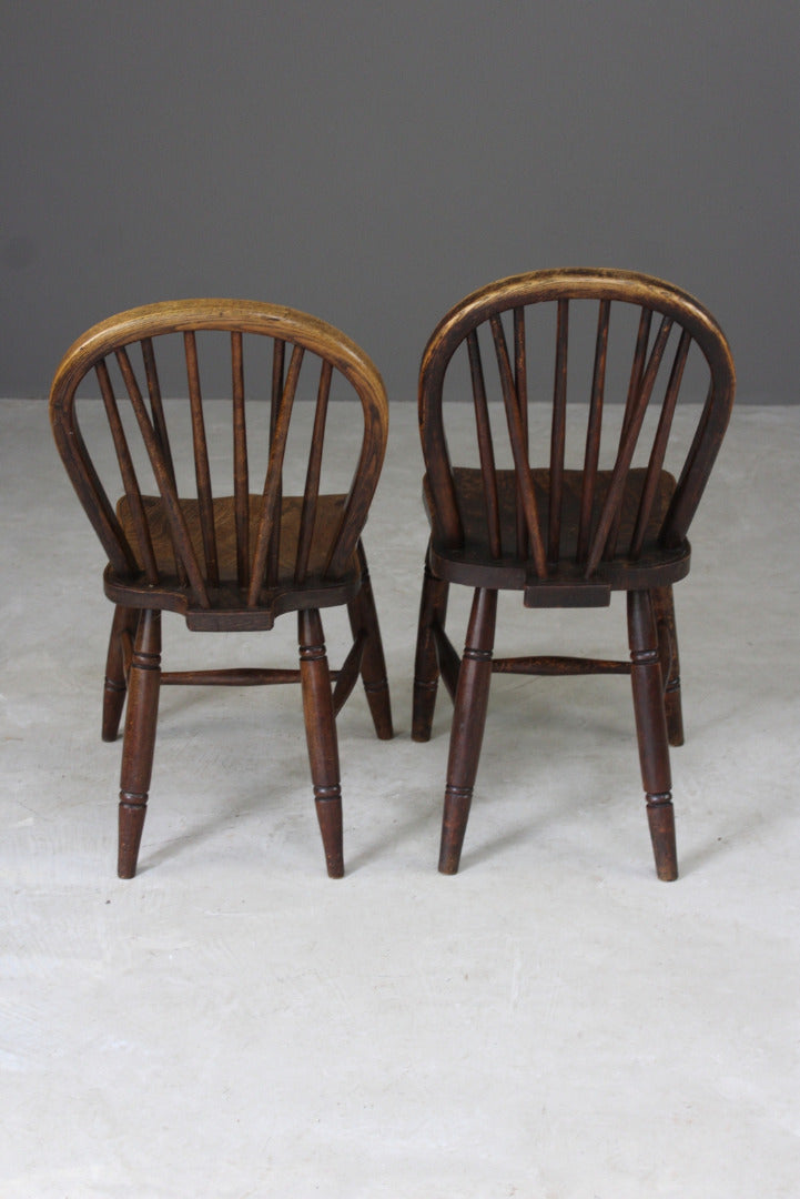 Pair Elm Hoop & Stick Back Kitchen Chairs - Kernow Furniture